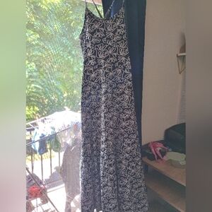 Large Pact Organic Cotton Black and White Floral Maxi Dress